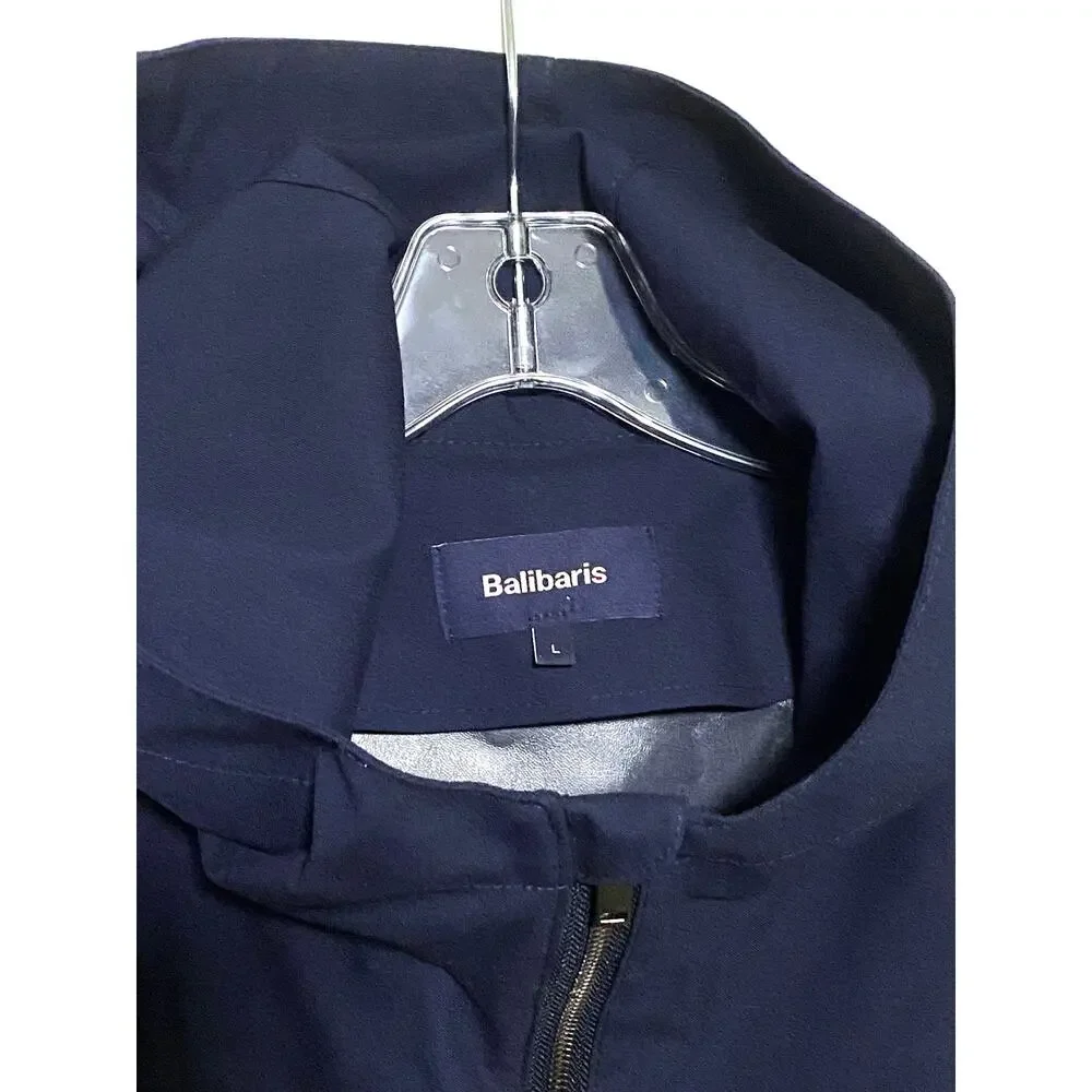 Balibaris Men L Hooded Jacket Blue Full Zip Minimalist Urban Utility Utilitarian